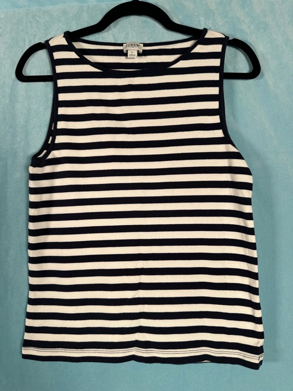 J. Crew Navy and White Striped Sleeveless Tank